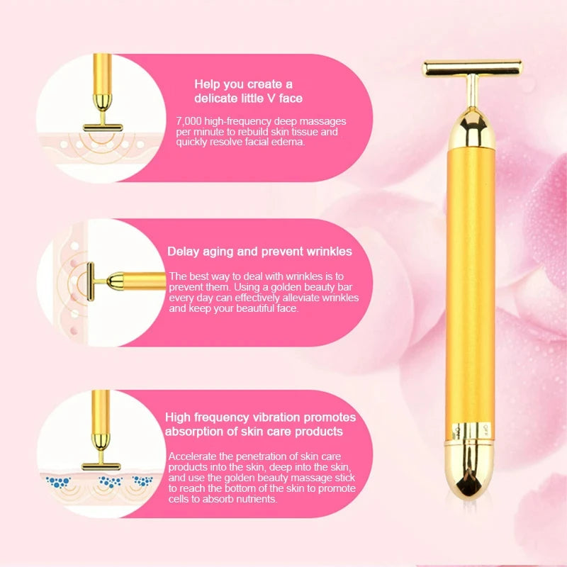 24K Gold T Electric Face-lifting Facial Massage