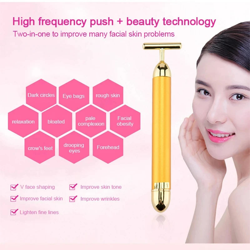 24K Gold T Electric Face-lifting Facial Massage