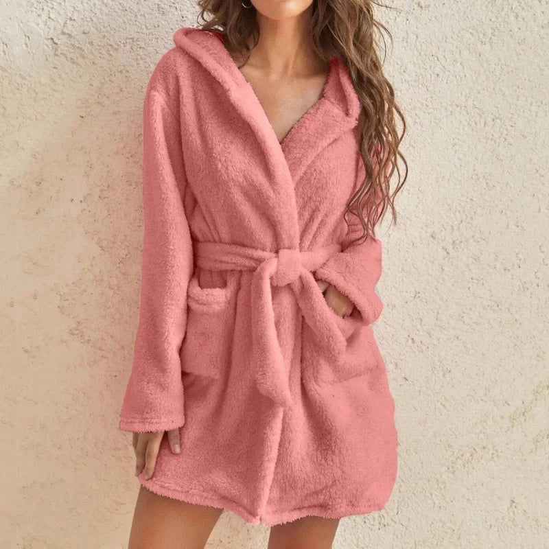 CozyPlush Winter Hooded Bathrobe –