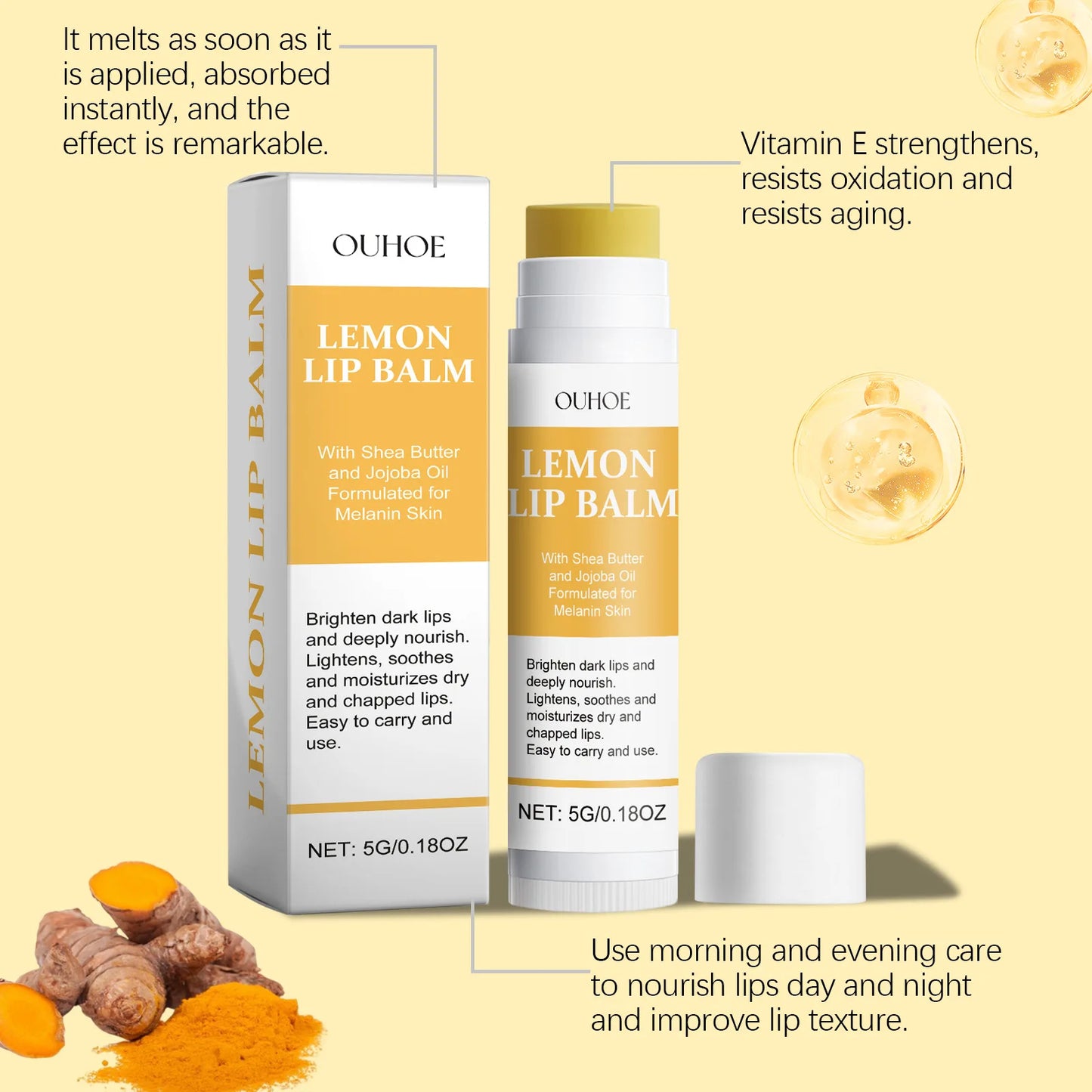 Turmeric Lip Balm – Dark Lip Lightening & Deep Moisturizing Care