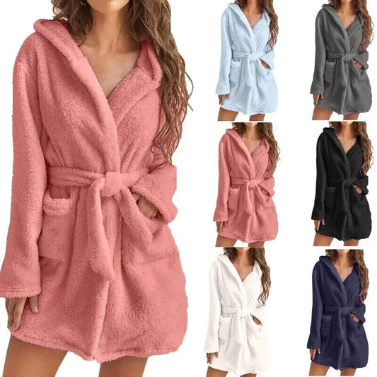 CozyPlush Winter Hooded Bathrobe –
