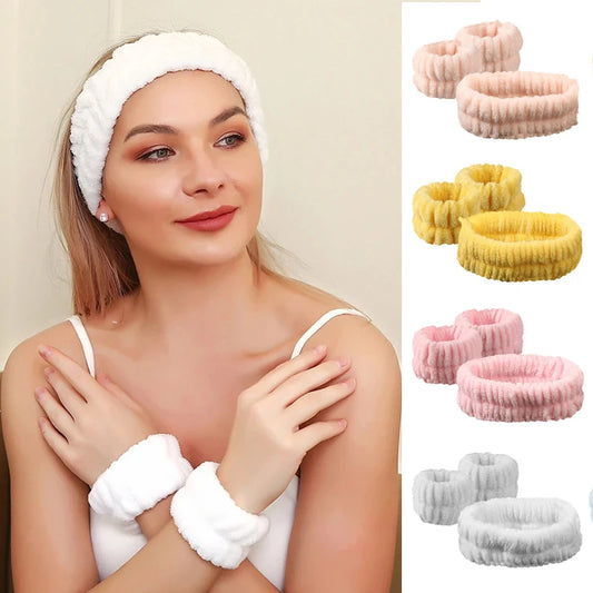 Face Wash Headband & wristband set