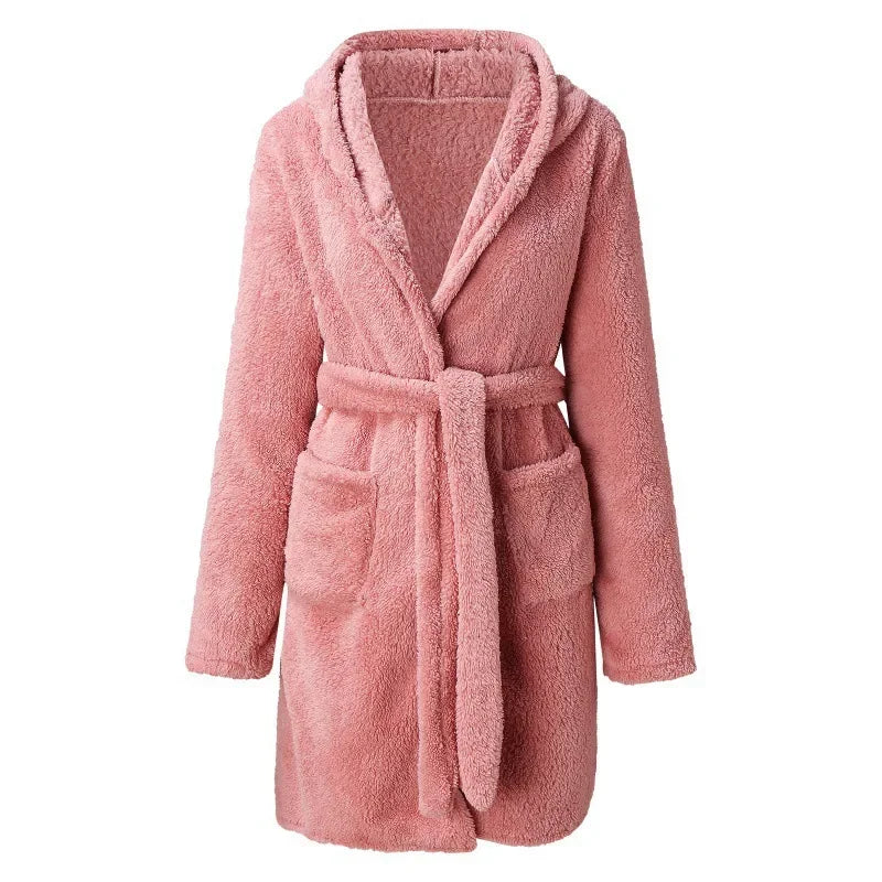 CozyPlush Winter Hooded Bathrobe –
